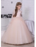 Champagne Lace Tulle 3D Flowers Flower Girl Dress